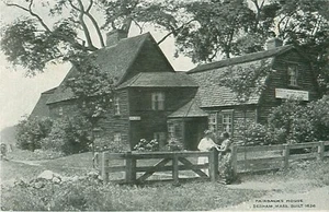 Cartolina Fairbanks House Dedham Massachusetts costruita nel 1636 in bianco e nero - Foto 1 di 2
