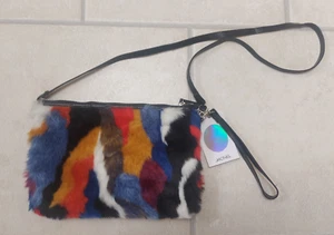 BNWT MONKI MULTICOLOURED FAUX FUR CLUTCH BAG/HANDBAG - Picture 1 of 6