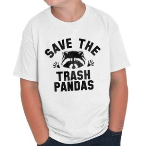 Save The Trash Pandas Adorable Raccoon Gift Youth Crewneck T Shirts Boy or Girl - Picture 1 of 8