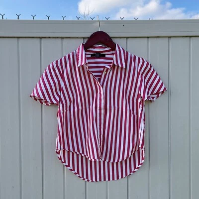 Forever 21 Contemporary Striped Blouse Size Medium Midi Top - Image 1 of 4