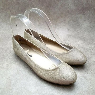 Zapatos planos de ballet American Eagle para mujer 172324 talla 5 M dorados sin cordones Foto 1 de 4