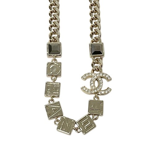 CHANEL Collana Ciondolo Girocollo Oro Marca Coco Logo Strass
