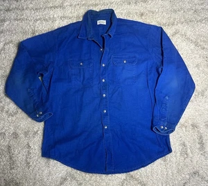 The J. Peterman Company Herren Hemd XL Blau Flanell Chamois Langarm Knopfleiste - Bild 1 von 4