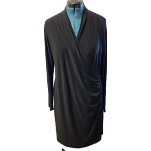 Norma Kamali Black Draped Faux Wrap Dress Knee Length – NWT, Size XXL/2XL  - Picture 1 of 7