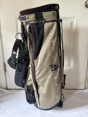 Vintage 90s Nike Golf  Bag 4 Way Divider Izzo Strap Black & Tan With Stand - Image 1 of 4