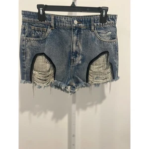 POL DISTRESSED DENIM SHORTS SIZE L waist 16’ - Bild 1 von 2