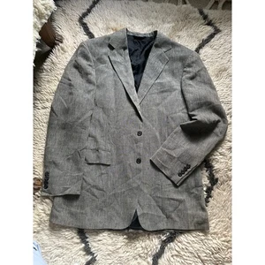 Vintage Ralph Lauren herringbone blazer gray sport coat jacket linen 40/34 fitte - Picture 1 of 23