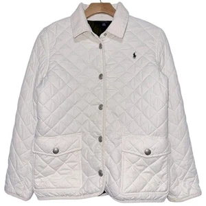 Polo Ralph Lauren Kid's Size L 12 14 White Cream Diamond Quilted Barn Jacket - Picture 1 of 7