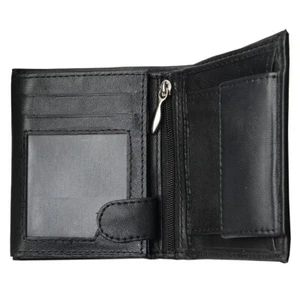 Geldbörse Klein Miniportemonnaie Brieftasche Herren Damen Leder Schwarz - Bild 1 von 5