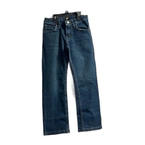 Lee Premium Jeans Boys 10 Dark Blue Straight Leg Denim Adjustable Waist Regular - Picture 1 of 5