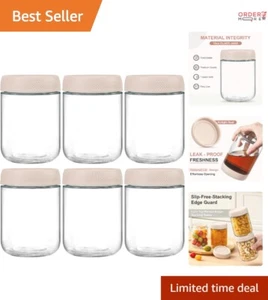 6-Pack Glass Jars 16oz Airtight Lids Food Storage Containers for Snacks Meal ... - Picture 1 of 9