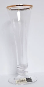 MIKASA Jamestown Gold Rimmed Fluted Bud Vase 8.5in Maker Sticker Intact - Picture 1 of 7