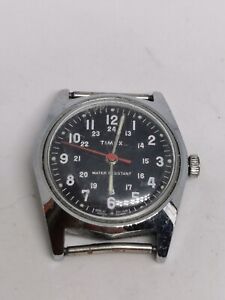 Mens vintage Timex 22529 02480 24 hour dial manual wind watch in working order