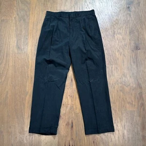Vintage Polo Ralph Lauren Hose Herren 35 schwarz Seide Plissee Bündchen Anzug Taschen - Bild 1 von 14