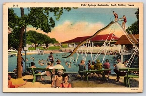 Kidd Springs Schwimmbad Dallas Texas TX Leinen 1938 Postkarte - Bild 1 von 2