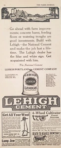 Anuncio impreso Lehigh Portland cemento antiguo 1921 5x8 más 4 mini anuncios agricultura - Imagen 1 de 2