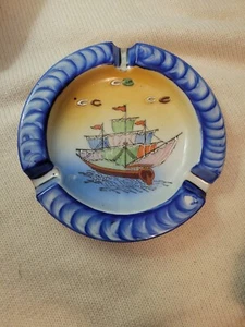 Velero Moriage Esmalte Pintado a Mano Cenicero De Colección Japón - Imagen 1 de 4