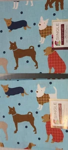 Dogs In Sweaters 2 Fat Quarters Light Blue fabric 100% cotton 18x21 inches Each - Picture 1 of 5