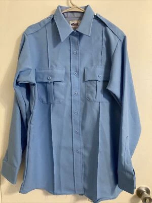 Camisa Elbeco Tex Para Hombre 44 Azul Vintage EE. UU. Texto Gota Dacron Poliéster #881 Foto 1 de 4