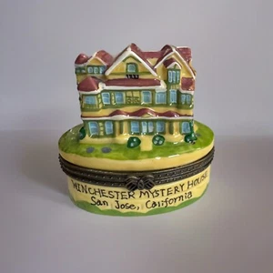 Caja de baratijas de porcelana pintada a mano Winchester Mystery House de colección recuerdo - Imagen 1 de 9