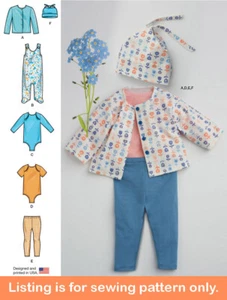 PATRÓN DE COSTURA Ropa de bebé Ropa Layette Chaqueta Monos Pantalones Preemie 9390 - Imagen 1 de 3