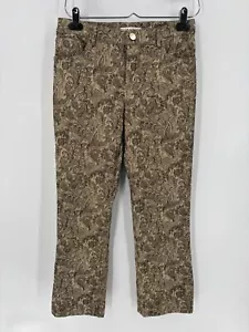 Alice + Olivia Drew Metallic Pants Womens 4 Gold Floral Paisley Straight Leg Mid - Picture 1 of 16