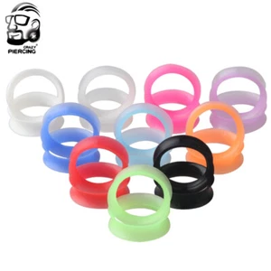 1 Pair Flexible Silicone Skin Tunnels Plugs Ear Gauges Earskin Earlets 3MM-25MM - Picture 1 of 17