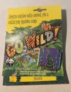 1992 Shopko 30th Anniversary WWF Limited Edition Wildlife Pin & Card 22 Peacock - Bild 1 von 3