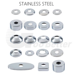 Stainless Steel Rosette Cover for Wall Pipe Sinks Faucet Tap Shower Decoration - Picture 1 of 26