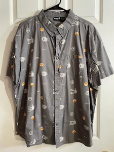 Men's X Large (XL) Kohls Gray Star Wars Minimalist Icons All Over Button Down - Picture 1 of 8