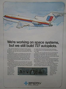 8/1975 PUB SPERRY FLIGHT SYSTEMS BOEING 727 UNITED AIRLINES AUTOPILOT AD - Imagen 1 de 1
