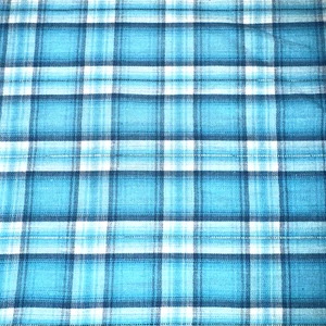 Vintage Western Shirt Fabric Blue White Plaid Silver Thread BT Half Y  #2 - Picture 1 of 5