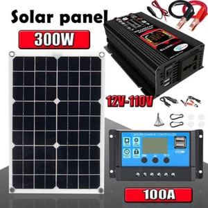 6000W Inverter 300W Solar Panel Kit 12V 100A Battery Charger with Controller New - Picture 1 of 15