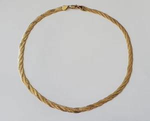 14K massiv Gelbgold geflochten dreifach Fischgrät 5mm Kette von Milor 12,8 gr - Bild 1 von 11