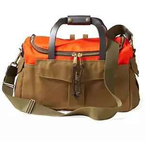 Filson Heritage Sportsman Bag 20231635 Orange Dark Tan Blaze Tin Cloth Leather - Picture 1 of 8
