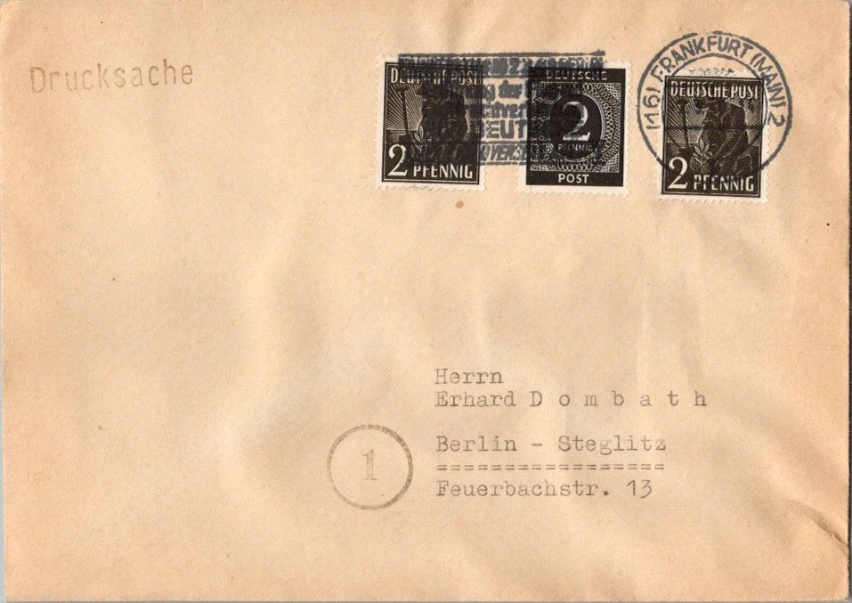 Alemania 2pf Número y 2pf Plantación Olivo (2) c1948 (16) Frankfurt (Principal) Foto 1 de 1