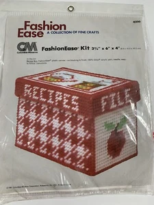 Red Kettle Apple Recipe Box Plastic Canvas Kit Sealed Complete Yarn 1981 CM 8350 - Picture 1 of 8