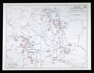 West Point WWII Map Eastern Europe Battle of Moscow Russia Ukraine Nov-Dec 1941 - Picture 1 of 3