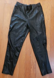 NWT LULUS Size M Vegan Leather BLACK LEGGINGS - Picture 1 of 12