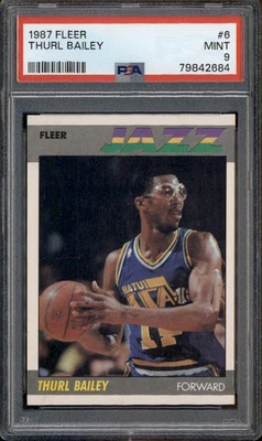 1987 Fleer #6 Thurl Bailey PSA 9 - Image 1 of 2