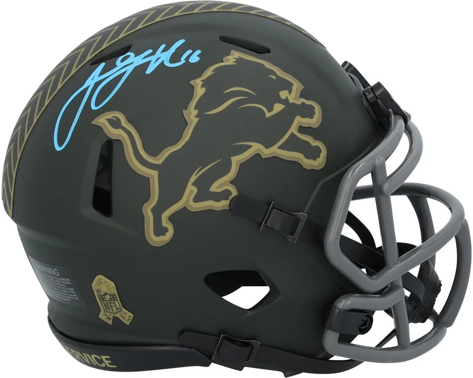 Minicasco Jared Goff Detroit Lions Firmado Riddell 2025 Salute To Service Speed Foto 1 de 3