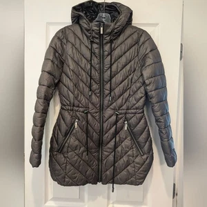 French Connection Anorak Packable Puffer hooded brown long winter jacket coat XS - Picture 1 of 11