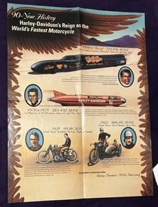 Póster Harley Davidson 1993 90 años de historia motocicleta más rápida del mundo 15" x 21" - Imagen 1 de 4