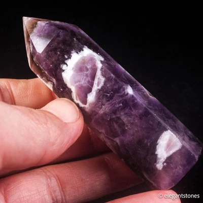 70g79mm Chevron Amethyst Point Natural Crystal Obelisk Tower Healing Gemstone - Image 1 of 4