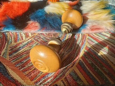 ANCIENNES POIGNÉES de PORTE en BOIS et LAITON FERRURE SERRURE MAISON CHATEAU  - Photo 1/4