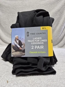 Free Country Ladies Faux Fur Lined Leggings XS/S 2 Pair 41LAF4927S Black - Picture 1 of 3