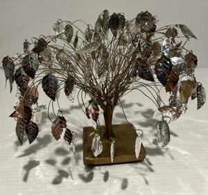 Dream Tree VTG MCM 1960's Twisted Wire SCULPTURE SILVER LEAVES 8 X 6 3/4" - Picture 1 of 8