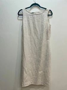Vestido Laura Ashley Sin Mangas Lino Bordado 8 Beige 90S Fairy Grunge - Imagen 1 de 13