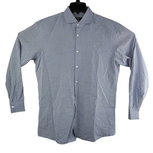 Camisa de vestir BOSS Hugo Boss para hombre 17 1/2-34/35 azul/blanco a cuadros ajuste nítido usada en excelente estado - Imagen 1 de 4