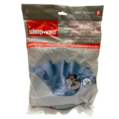 Genuine Shop Vac 90107 Type S Reusable Dry Filter Fits Most Wet Dry Vacuums - Image 1 of 4